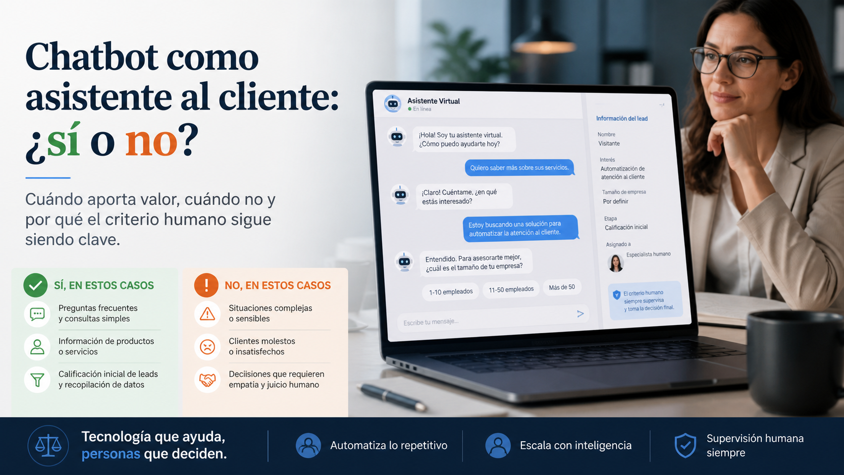 Chatbot como asistente virtual al cliente: cuándo aporta valor y cuándo no